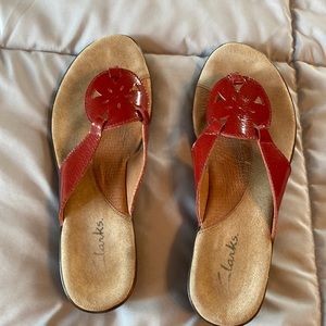 Clarks Red leather sandals